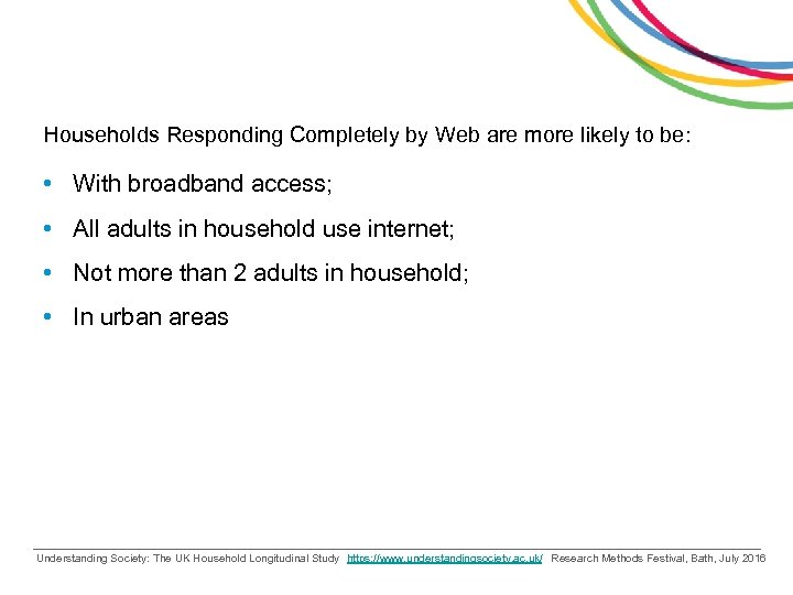 Households Responding Completely by Web are more likely to be: • With broadband access;