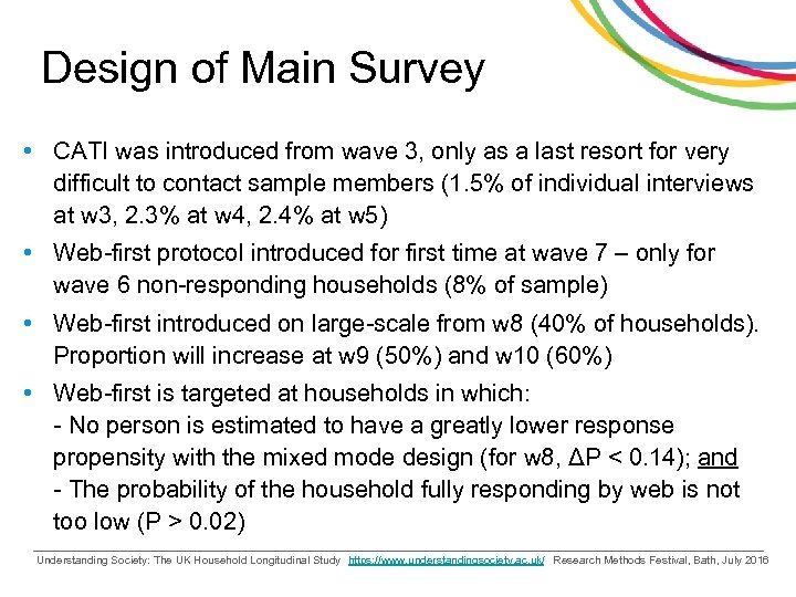 Design of Main Survey • CATI was introduced from wave 3, only as a