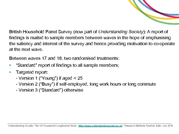 British Household Panel Survey (now part of Understanding Society): A report of findings is