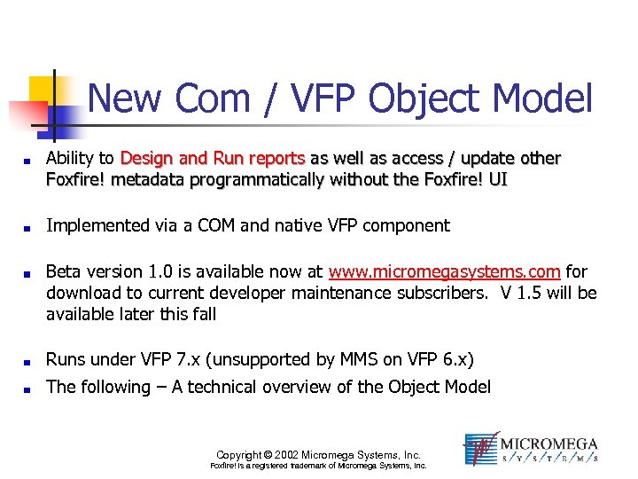 New Com / VFP Object Model Ability to Design and Run reports as well