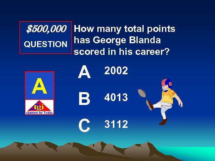 $500, 000 How many total points QUESTION has George Blanda scored in his career?