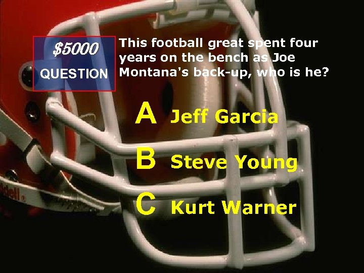 This football great spent four years on the bench as Joe QUESTION Montana's back-up,