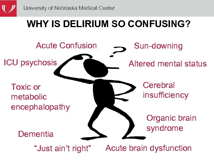 University of Nebraska Medical Center WHY IS DELIRIUM SO CONFUSING? Acute Confusion ICU psychosis
