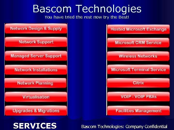 Bascom Technologies You have tried the rest now try the Best! SERVICES Bascom Technologies:
