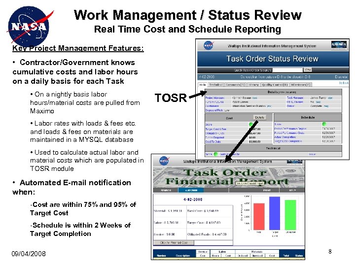 Work Management / Status Review Real Time Cost and Schedule Reporting Key Project Management