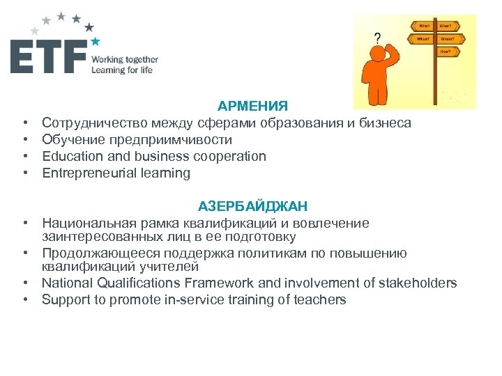  • • АРМЕНИЯ Сотрудничество между сферами образования и бизнеса Обучение предприимчивости Education and