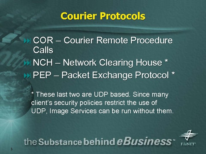 Courier Protocols : COR – Courier Remote Procedure Calls : NCH – Network Clearing