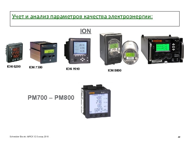 Учет и анализ параметров качества электроэнергии: ION 6200 ION 7300 ION 7650 ION 8600