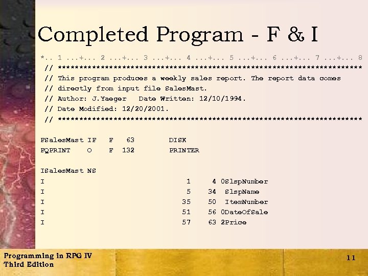 Completed Program - F & I *. . // // // 1. . .