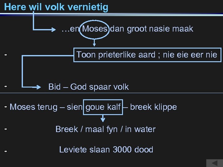 Here wil volk vernietig …en Moses dan groot nasie maak Toon prieterlike aard ;