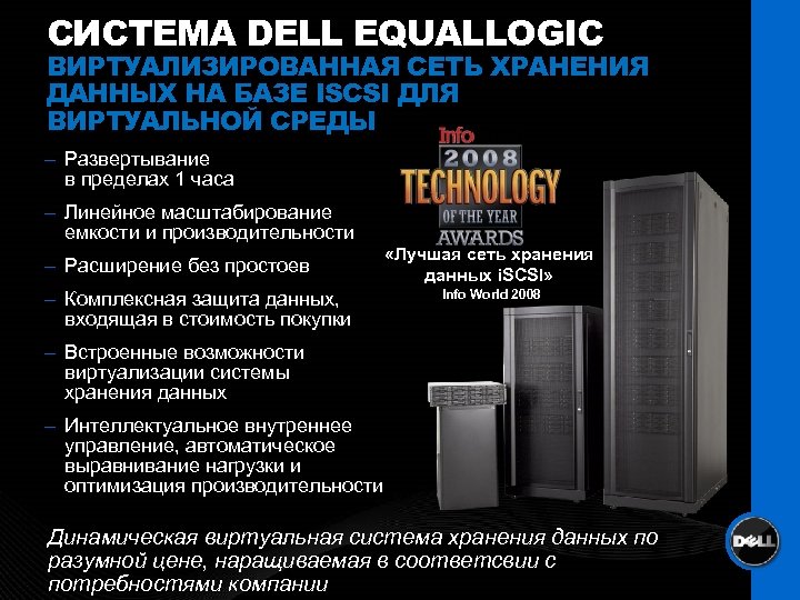 СИСТЕМА DELL EQUALLOGIC ВИРТУАЛИЗИРОВАННАЯ СЕТЬ ХРАНЕНИЯ ДАННЫХ НА БАЗЕ ISCSI ДЛЯ ВИРТУАЛЬНОЙ СРЕДЫ –