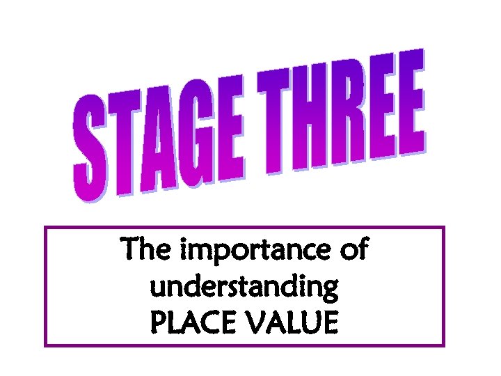The importance of understanding PLACE VALUE 