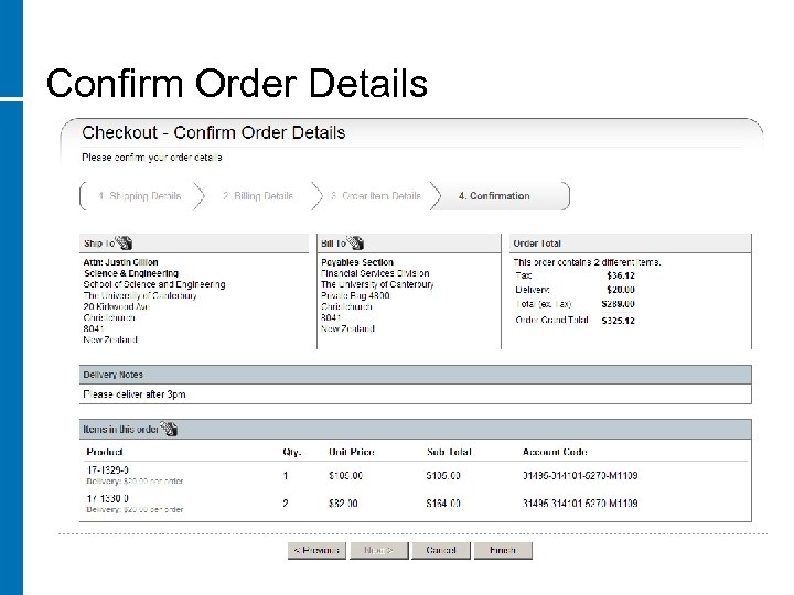 Confirm Order Details 