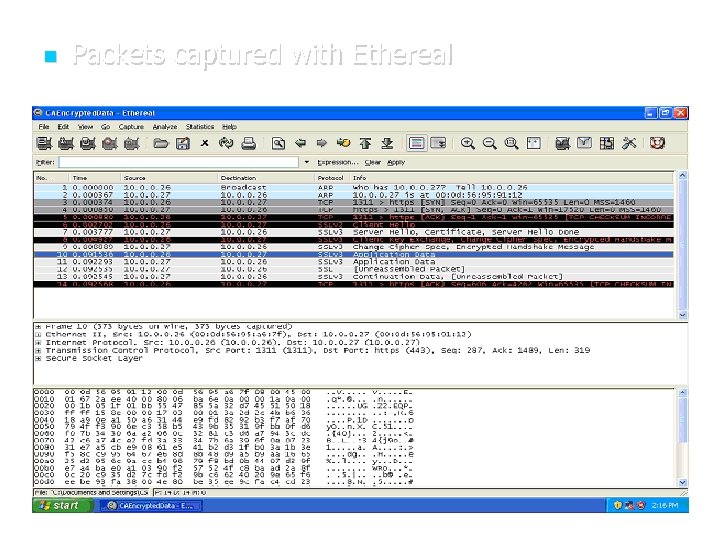  Packets captured with Ethereal 