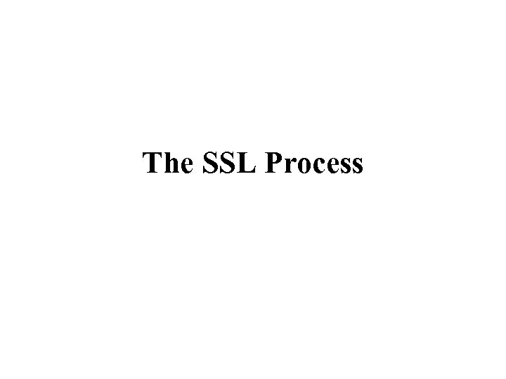 The SSL Process 