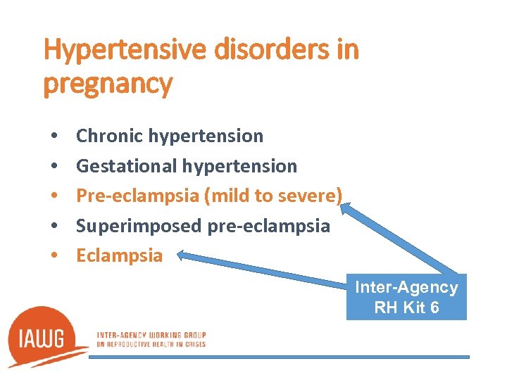 Hypertensive disorders in pregnancy • • • Chronic hypertension Gestational hypertension Pre-eclampsia (mild to