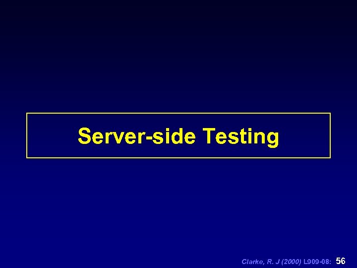 Server-side Testing Clarke, R. J (2000) L 909 -08: 56 