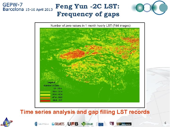 Feng Yun -2 C LST: Frequency of gaps Time series analysis and gap filling