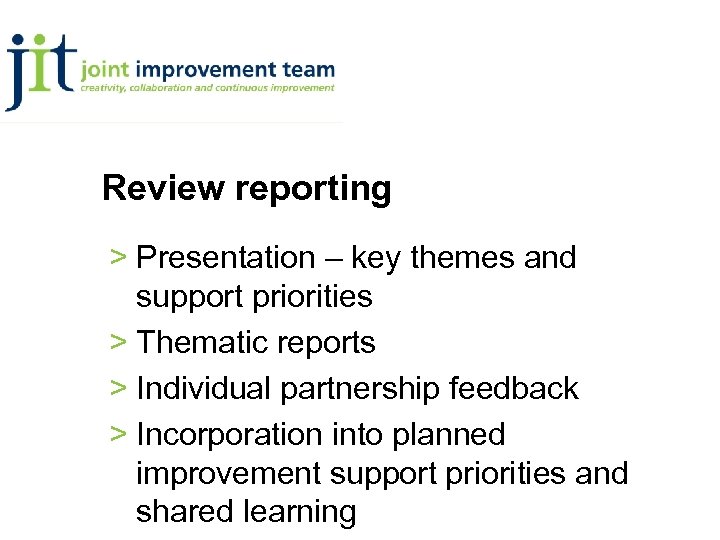 Review reporting > Presentation – key themes and support priorities > Thematic reports >