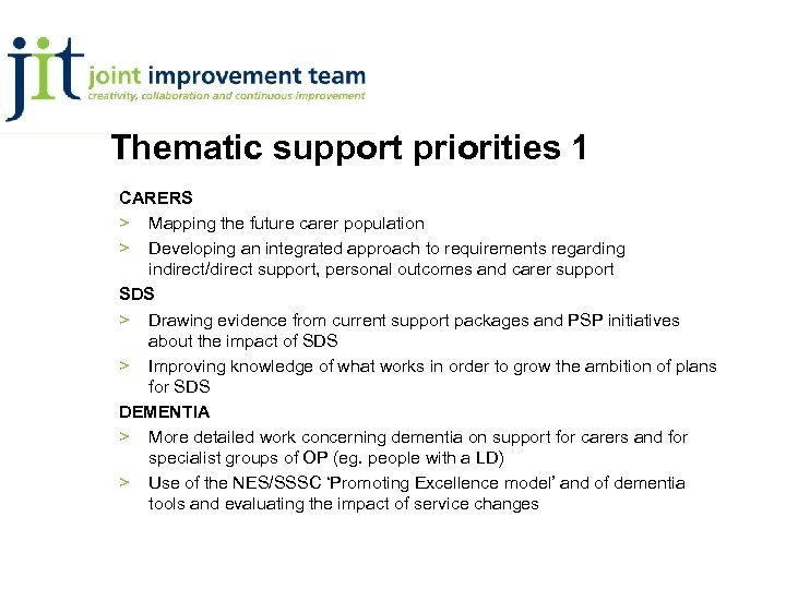 Thematic support priorities 1 CARERS > Mapping the future carer population > Developing an