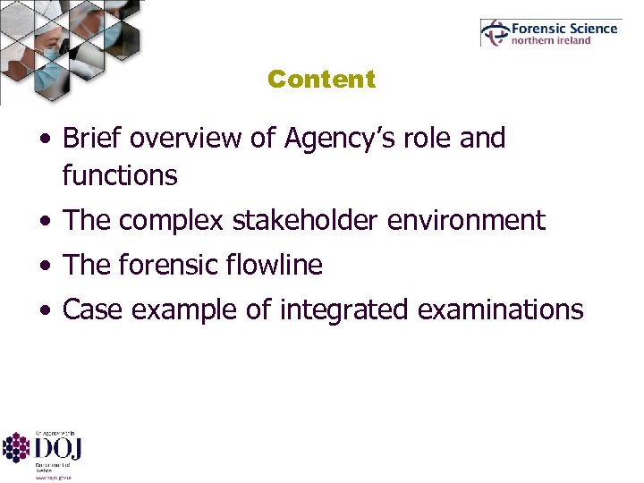 Content • Brief overview of Agency’s role and functions • The complex stakeholder environment