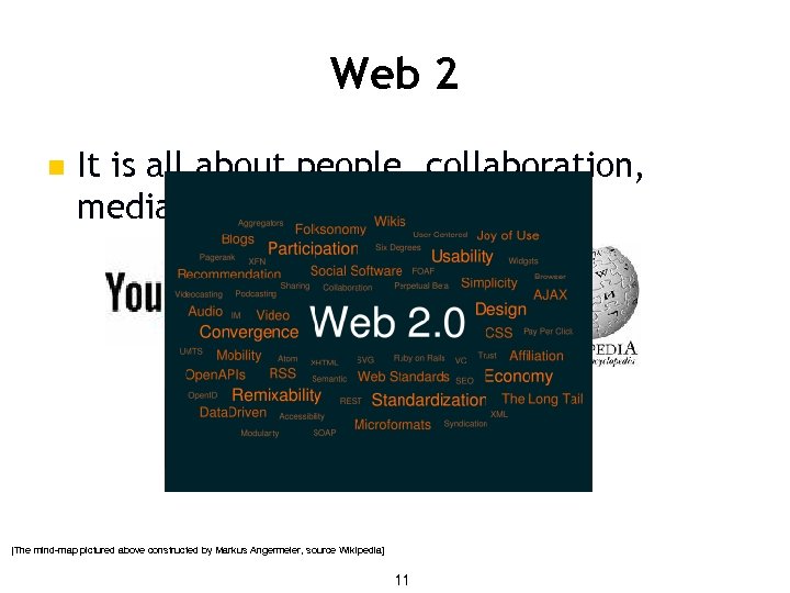 Web 2 n It is all about people, collaboration, media, . . . [The