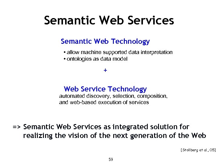 Semantic Web Services Semantic Web Technology • allow machine supported data interpretation • ontologies