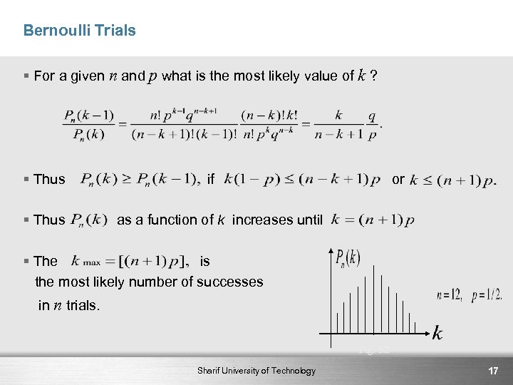 Bernoulli Trials § For a given n and p what is the most likely