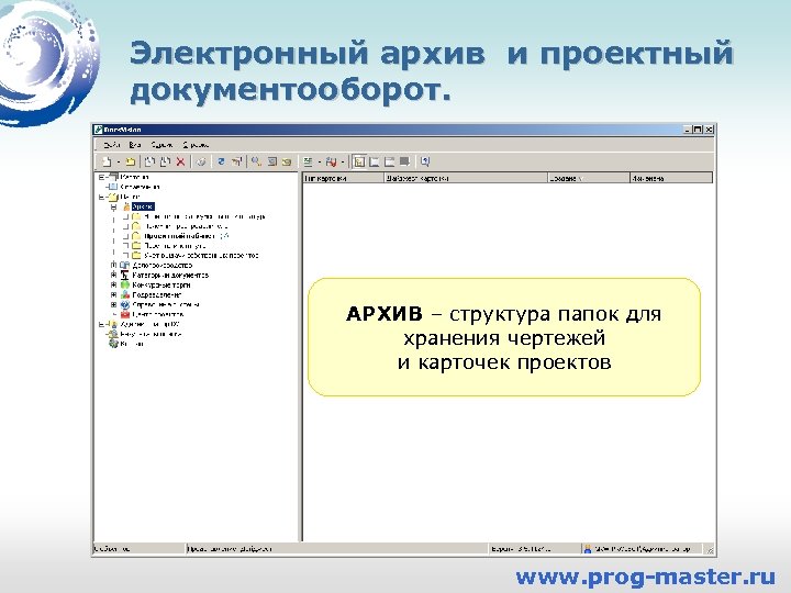 Электронный архив и проектный документооборот. АРХИВ – структура папок для хранения чертежей и карточек