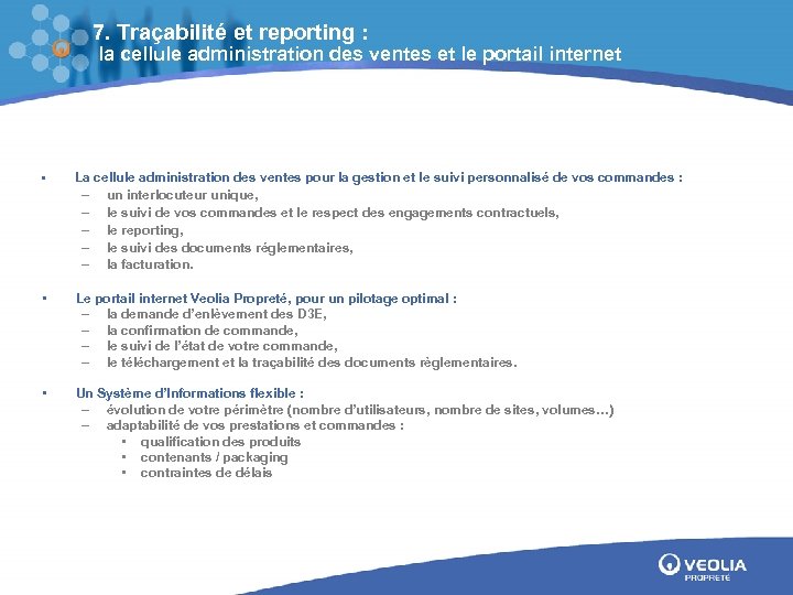 7. Traçabilité et reporting : la cellule administration des ventes et le portail internet