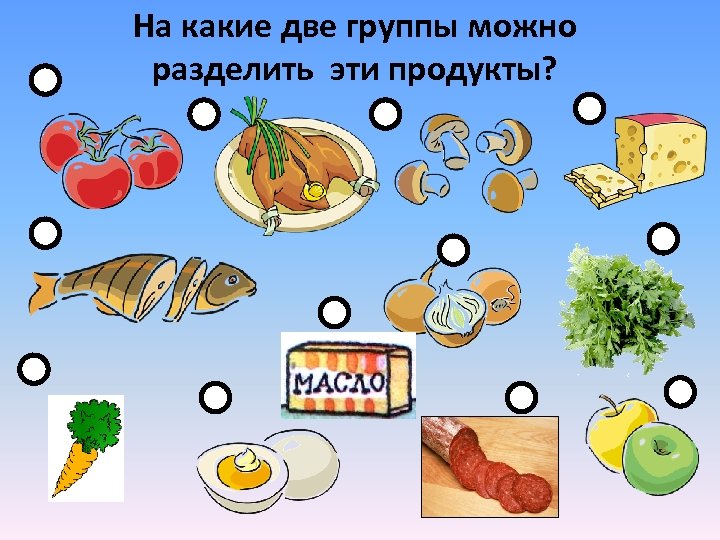 На какие две группы можно разделить эти продукты? 