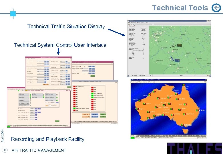 Technical Tools Technical Traffic Situation Display April 2004 Technical System Control User Interface 10