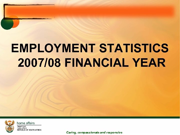 EMPLOYMENT STATISTICS 2007/08 FINANCIAL YEAR Caring, compassionate and responsive 