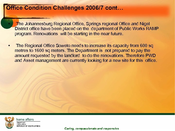 DEPARTMENT OF HOME AFFAIRS GAUTENG PROVINCE REPORT