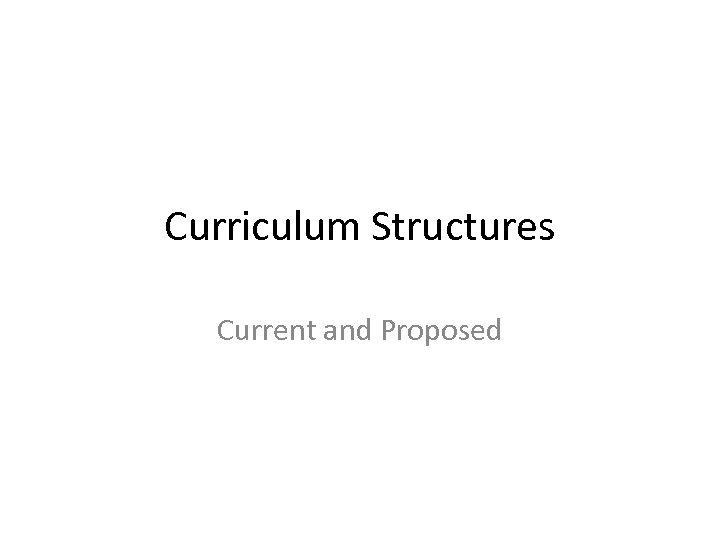 Curriculum Structures Current and Proposed 