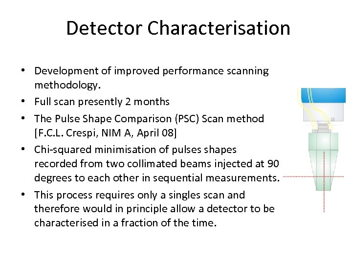 Detector Characterisation • Development of improved performance scanning methodology. • Full scan presently 2