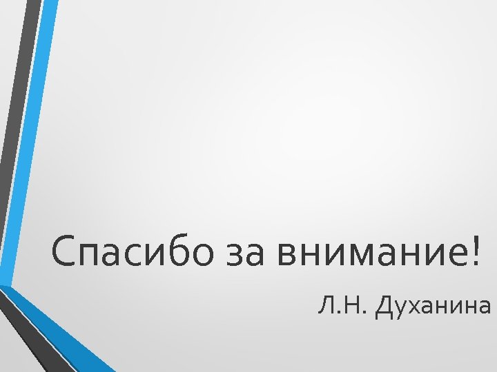 Спасибо за внимание! Л. Н. Духанина 