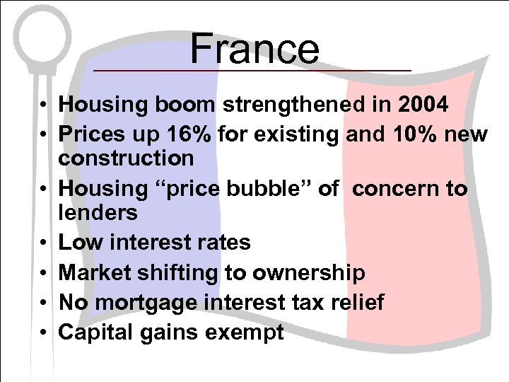 France • Housing boom strengthened in 2004 • Prices up 16% for existing and