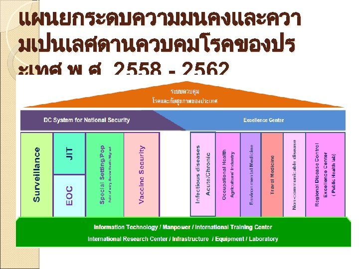 แผนยกระดบความมนคงและควา มเปนเลศดานควบคมโรคของปร ะเทศ พ. ศ. 2558 - 2562 