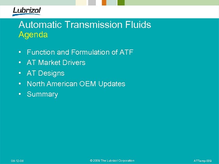 Automatic Transmission Fluids 08 27 03 2009