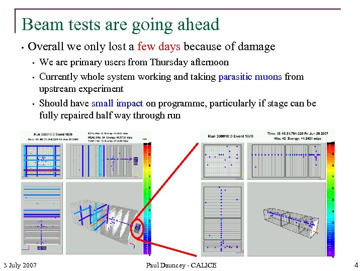 Beam tests are going ahead • Overall we only lost a few days because