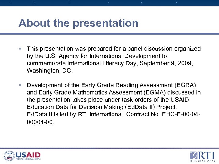 About the presentation § This presentation was prepared for a panel discussion organized by