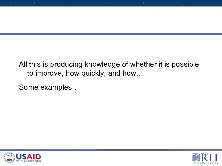 All this is producing knowledge of whether it is possible to improve, how quickly,