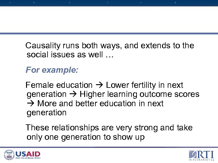 Causality runs both ways, and extends to the social issues as well … For