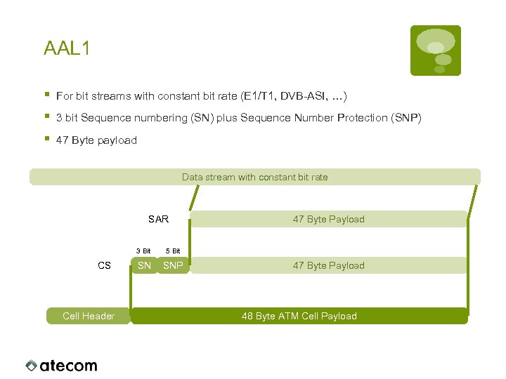 AAL 1 § § § For bit streams with constant bit rate (E 1/T