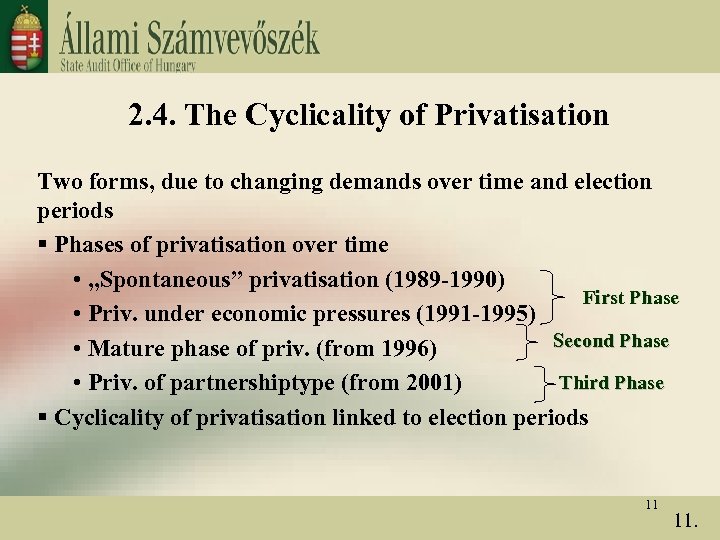 2. 4. The Cyclicality of Privatisation Two forms, due to changing demands over time