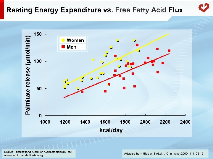 Palmitate release ( mol/min) Resting Energy Expenditure vs. Free Fatty Acid Flux Women Men