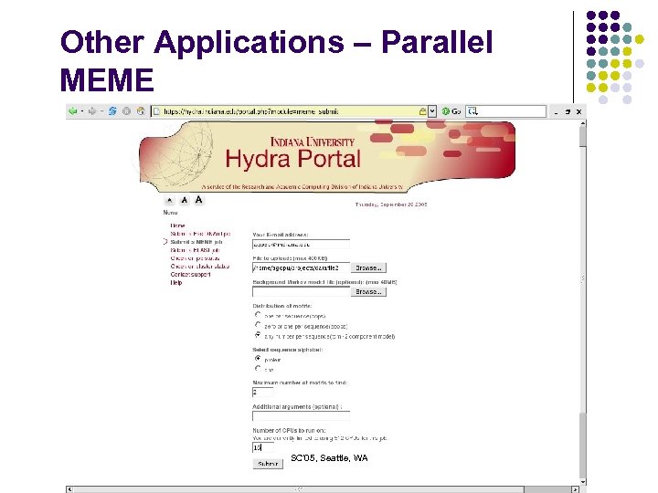 Other Applications – Parallel MEME SC'05, Seattle, WA 