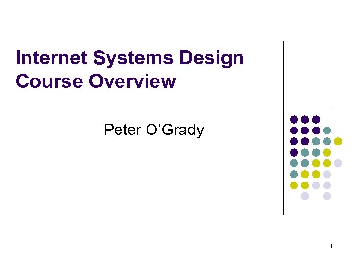 Internet Systems Design Course Overview Peter O’Grady 1 