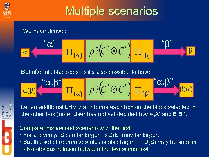 Multiple scenarios We have derived a “a” P{a} P{b} “b” b But after all,